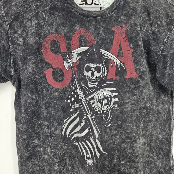 Sons Of Anarchy Shirt Mens 2XL 2014 Reaper Flag Gray Black Tie Dye Biker Club - Picture 2 of 9